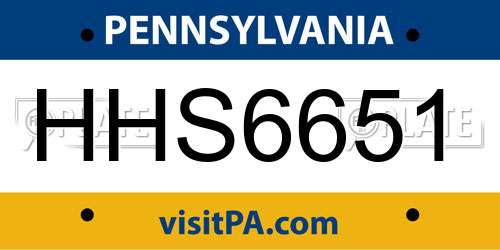 HHS6651 Pennsylvania License Plate