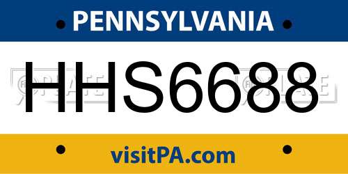 HHS6688 Pennsylvania License Plate