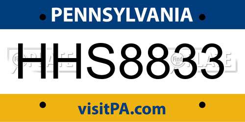 HHS8833 Pennsylvania License Plate