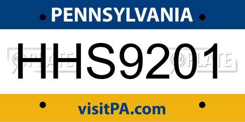 HHS9201 Pennsylvania License Plate