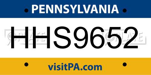 HHS9652 Pennsylvania License Plate