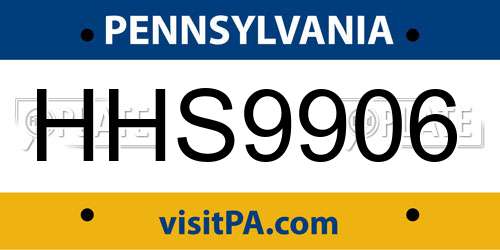 HHS9906 Pennsylvania License Plate