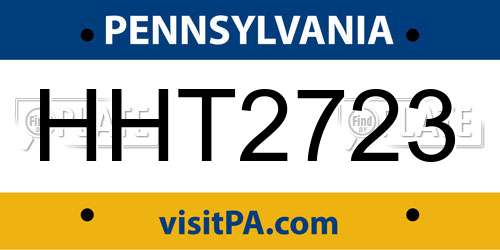 HHT2723 Pennsylvania License Plate