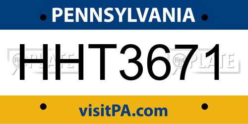 HHT3671 Pennsylvania License Plate