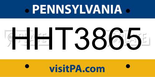 HHT3865 Pennsylvania License Plate