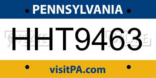 HHT9463 Pennsylvania License Plate