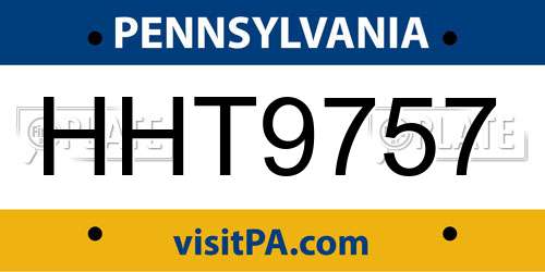 HHT9757 Pennsylvania License Plate