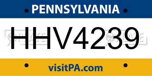 HHV4239 Pennsylvania License Plate
