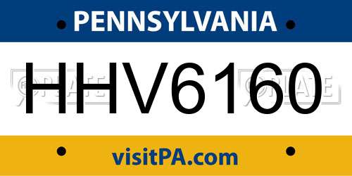 HHV6160 Pennsylvania License Plate