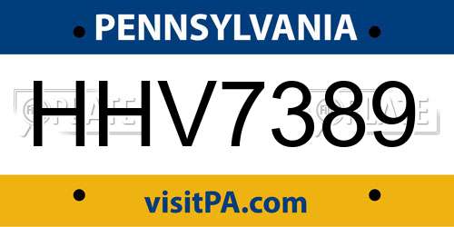 HHV7389 Pennsylvania License Plate