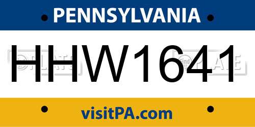 HHW1641 Pennsylvania License Plate