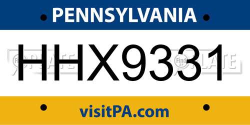 HHX9331 Pennsylvania License Plate