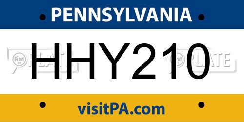 HHY210 Pennsylvania License Plate