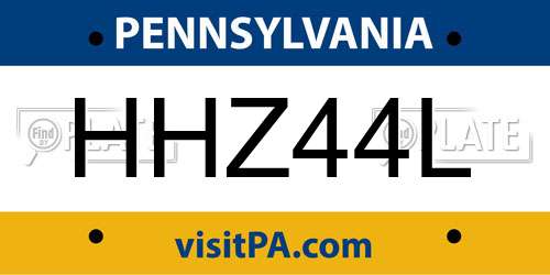 HHZ44L Pennsylvania License Plate