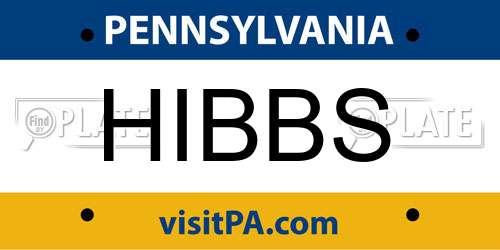 HIBBS Pennsylvania License Plate