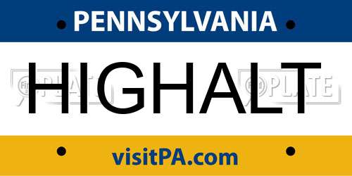 HIGHALT Pennsylvania License Plate