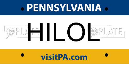 HILOL Pennsylvania License Plate