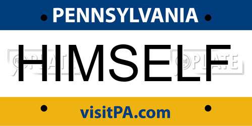 HIMSELF Pennsylvania License Plate