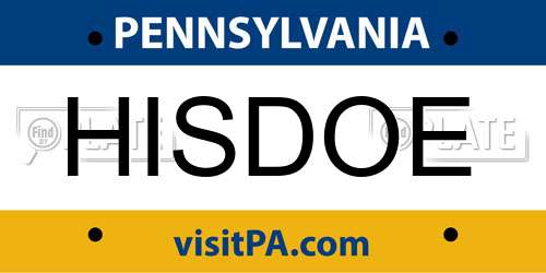 HISDOE Pennsylvania License Plate