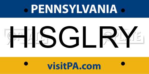 HISGLRY Pennsylvania License Plate