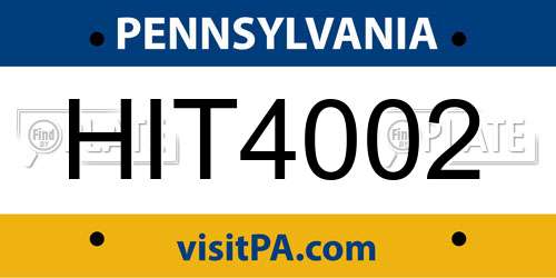 HIT4002 Pennsylvania License Plate
