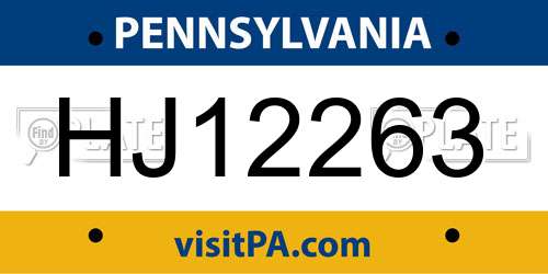 HJ12263 Pennsylvania License Plate