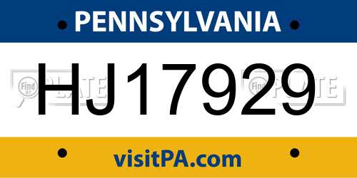 HJ17929 Pennsylvania License Plate