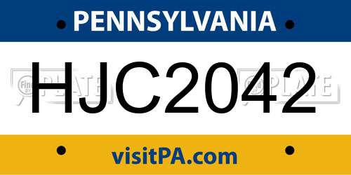 HJC2042 Pennsylvania License Plate