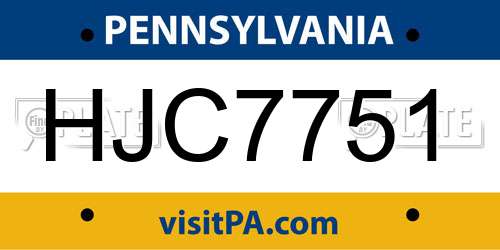 HJC7751 Pennsylvania License Plate