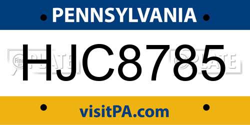 HJC8785 Pennsylvania License Plate