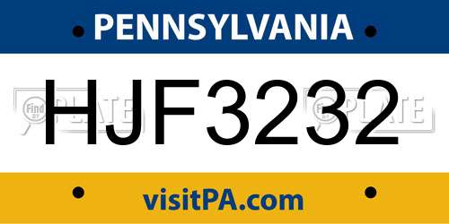 HJF3232 Pennsylvania License Plate