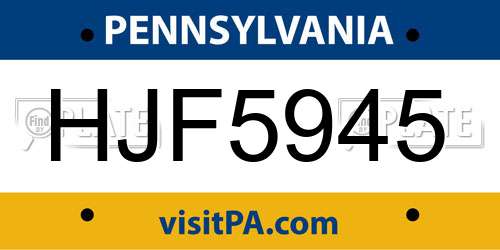 HJF5945 Pennsylvania License Plate
