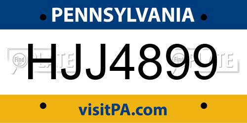 HJJ4899 Pennsylvania License Plate