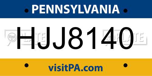 HJJ8140 Pennsylvania License Plate