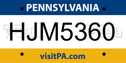 HJM5360 Pennsylvania License Plate