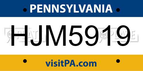 HJM5919 Pennsylvania License Plate