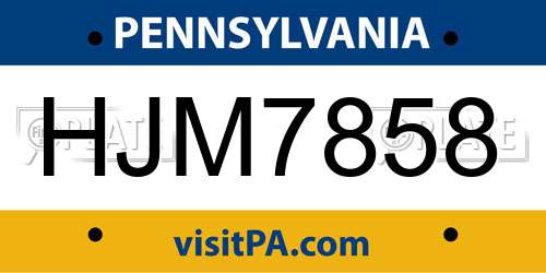 HJM7858 Pennsylvania License Plate