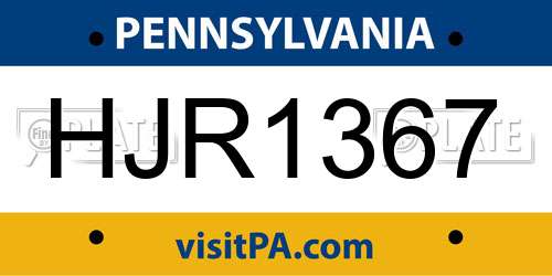 HJR1367 Pennsylvania License Plate