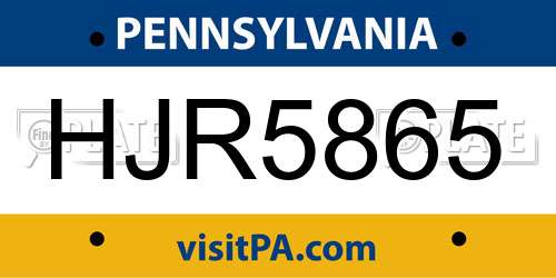 HJR5865 Pennsylvania License Plate