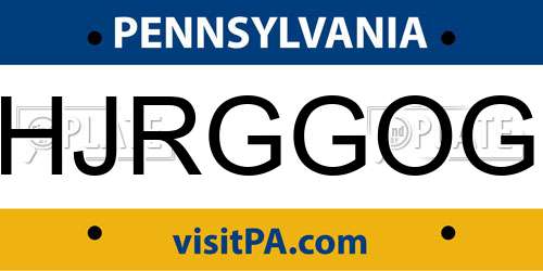 HJRGGOG Pennsylvania License Plate