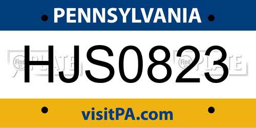 HJS0823 Pennsylvania License Plate