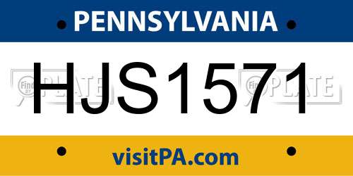 HJS1571 Pennsylvania License Plate
