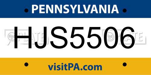 HJS5506 Pennsylvania License Plate