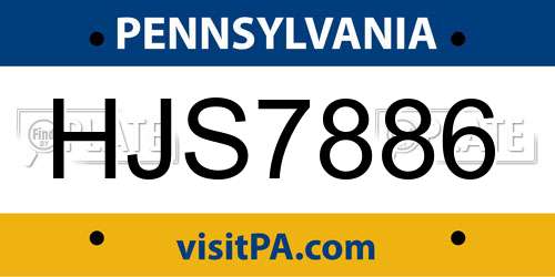 HJS7886 Pennsylvania License Plate