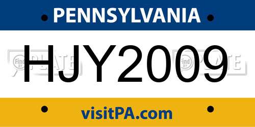 HJY2009 Pennsylvania License Plate