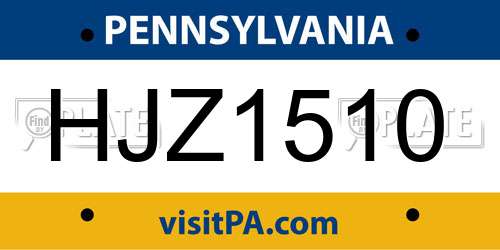 HJZ1510 Pennsylvania License Plate