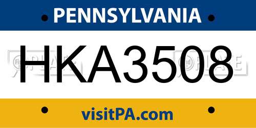 HKA3508 Pennsylvania License Plate