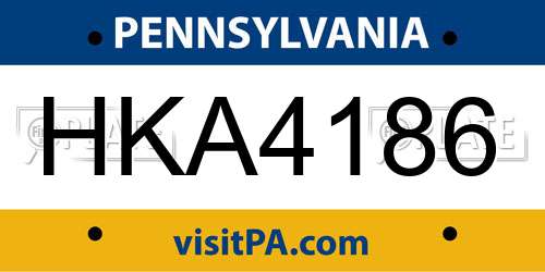 HKA4186 Pennsylvania License Plate