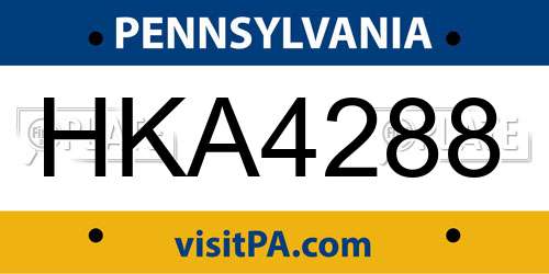HKA4288 Pennsylvania License Plate