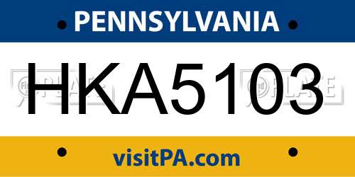 HKA5103 Pennsylvania License Plate